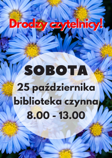 Biblioteka otwarta w sobotę 25 października 2025r.