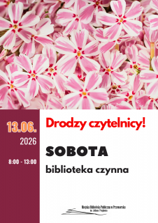 Biblioteka otwarta w sobotę 13 czerwca 2026r.